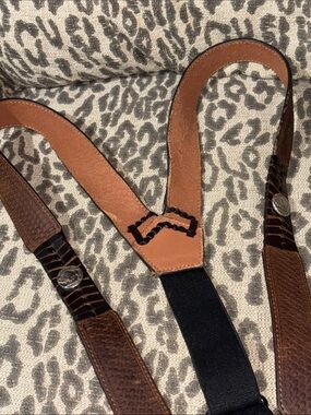 Nocona men’s bufflao nickle leather suspenders embossed braided leather western‎
